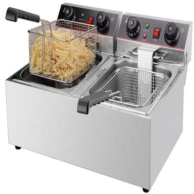 585×460×285mm タイマー制御 電動 ポテトチップス フライヤー 2つのバスケット