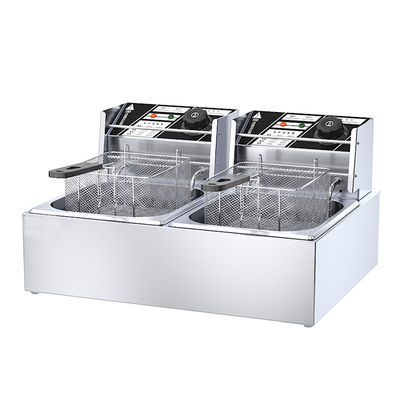 2 タンク 12L 電動フライヤー 商用オイル アウトレット ディープフライヤー 6L 食品ショップ用オイルバシン