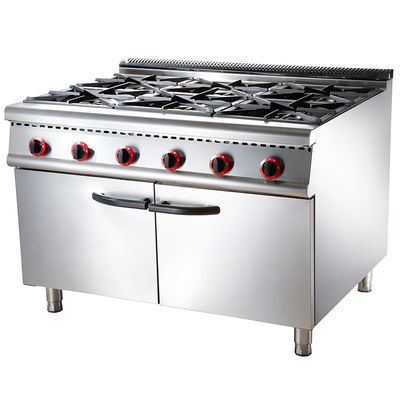 商用キッチンガスレンジ 4/6 燃焼器とキャビネット LPG2800-3700Pa