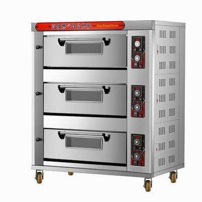 タイマー機能 商用パン設備 3デッキ 6トレイ ガスパンオーブン