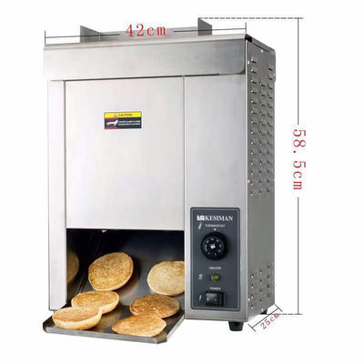 商業食品産業におけるハンバーガーパンの 1600W 電動コンベアベルトトースター