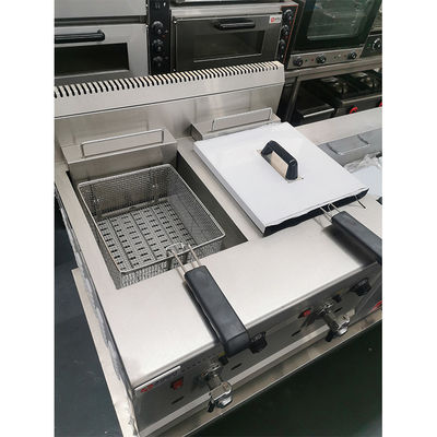 商用電気 18L ダブルタンク 油抜きバルブ付きチップディープフライヤー
