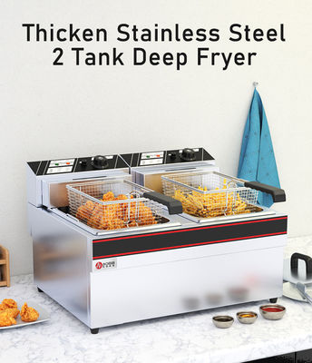 2 タンク 12L 電動フライヤー 商用オイル アウトレット ディープフライヤー 6L 食品ショップ用オイルバシン