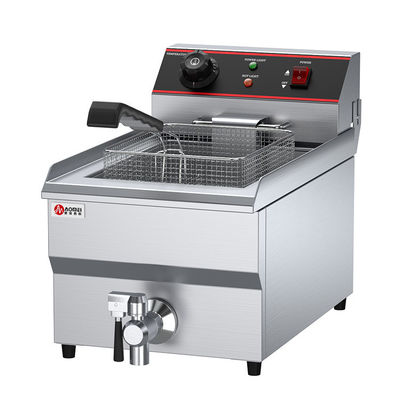 商用食材用 131v 電動深揚げ機 オイルバルブと 290x520x360mm サイズ