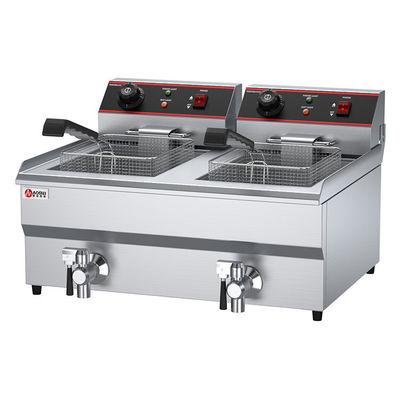 商用食材用 131v 電動深揚げ機 オイルバルブと 290x520x360mm サイズ