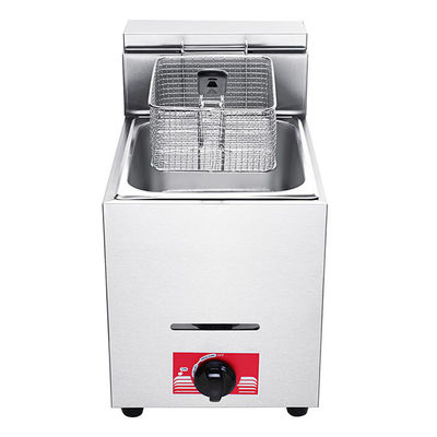 ホテルのキッチン用 6L ステンレス鋼 LPG ガスディープフライヤー 1タンク 1バスケット 340x630x610