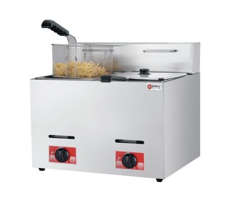 ホテルのキッチン用 6L ステンレス鋼 LPG ガスディープフライヤー 1タンク 1バスケット 340x630x610