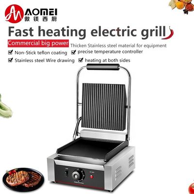 厚い鋳鉄の表面を上からロープ/下から平らにする強力な電気バーガーグリル