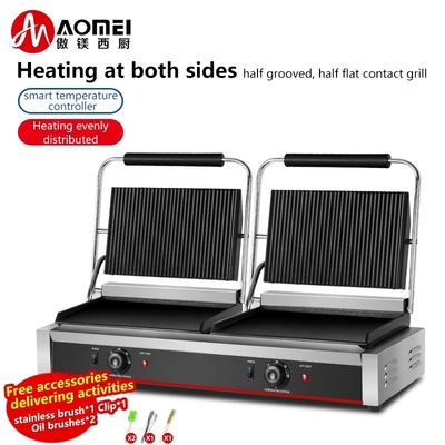 非粘着性エナメル塗装の電気グリッドルグリル 商業用ステーキサンドイッチトースター