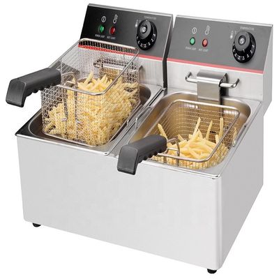 商業用キッチン 電気用 ダブルタンク ダブルバスケット スナック用機器のフライドマシン