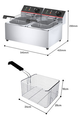 オーバーヒート保護 レストラン用機器用の2タンク2バスケット自動フライヤー機