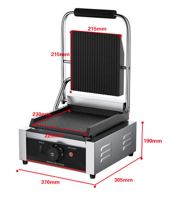 商業用電動パニニグリル 1800W サンドイッチ用 パワー レストランキッチンでの接触