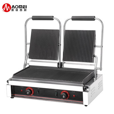 3600W 商用 テーブル トップ コンタクト グリル サンドウィッチ プレス パニニ グリル 黒銀