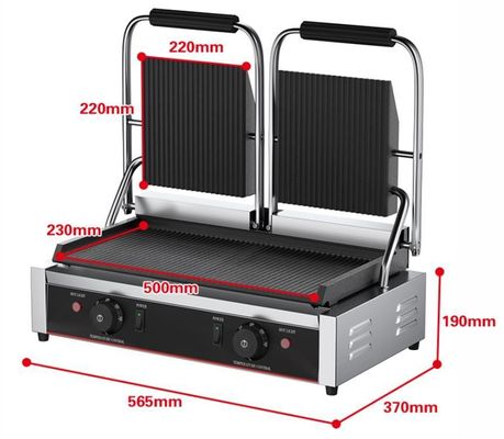 3600W 商用 テーブル トップ コンタクト グリル サンドウィッチ プレス パニニ グリル 黒銀