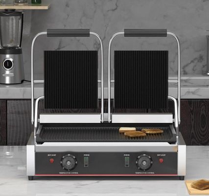 3600W 商用 テーブル トップ コンタクト グリル サンドウィッチ プレス パニニ グリル 黒銀