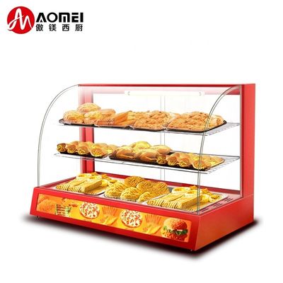 1200x530x580mm 黒の曲ったガラス 食品ディスプレイ 熱い食品の暖房 暖房展示