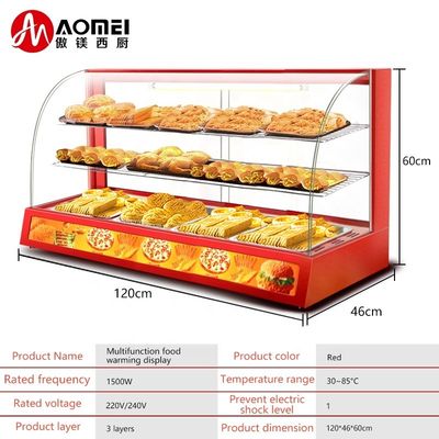 プロの電気赤ガラス 食品暖房ディスプレイ 硬化ガラス付きショーケース