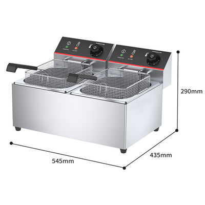 レストラン用 220V 電動商用フライヤー 6L 6L 2タンク 2バスケット チキンポテトチップス