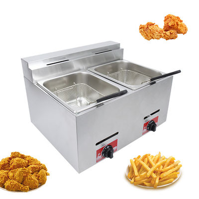 6L 6L 商用キッチンのテーブルトップでフライティング食品を作るためのダブルタンクガスフライヤー