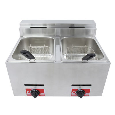 6L 6L 商用キッチンのテーブルトップでフライティング食品を作るためのダブルタンクガスフライヤー