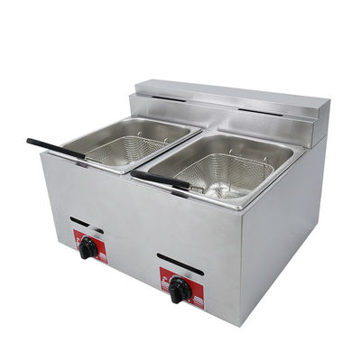 6L 6L 商用キッチンのテーブルトップでフライティング食品を作るためのダブルタンクガスフライヤー