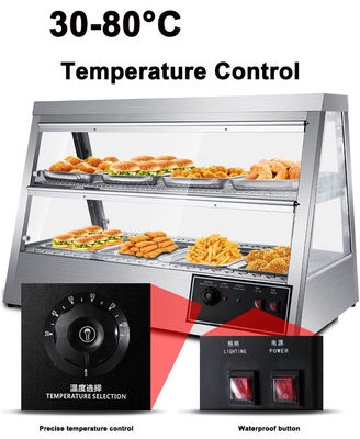 43KGステンレス鋼 食品ディスプレイ 暖房 ショートケース 1.6KW 電動 熱食暖房