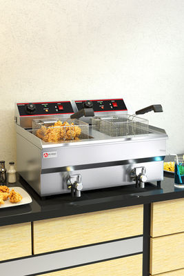 ダブルタンク 13L 13L 電動ドーナットフライヤー 食品を揚げるためのステンレス鋼の深揚げ機