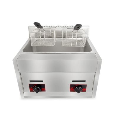 6L 6L 商用ステンレス鋼ガスディープフライヤー 2バスケットフライドチキンマシン