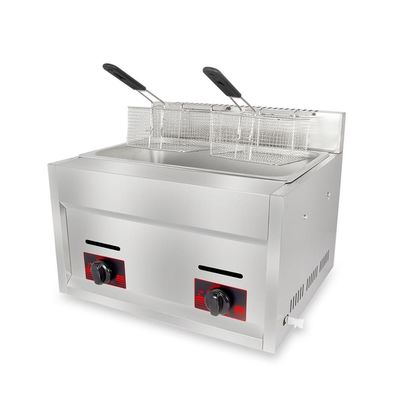 6L 6L 商用ステンレス鋼ガスディープフライヤー 2バスケットフライドチキンマシン