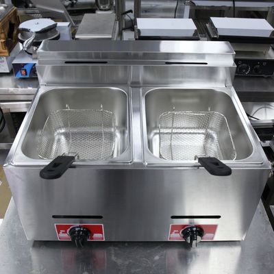 スタッドレスタイヤ 2タンク 2バスケット 12L容量 商用ガスフライティングのためのLPG深揚げ機