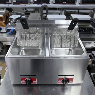 スタッドレスタイヤ 2タンク 2バスケット 12L容量 商用ガスフライティングのためのLPG深揚げ機