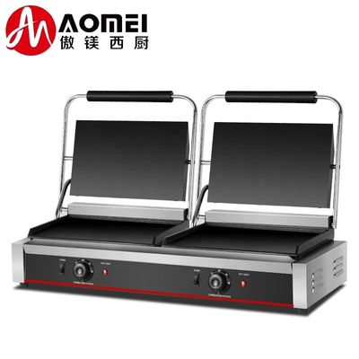 220V ステンレス鋼のダブルプレート パニニ グリル サンドウィッチ ハンバーガー サンドウィッチプレス