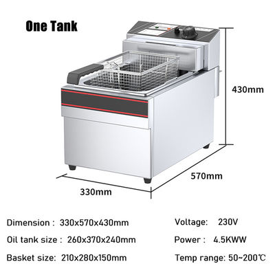 スタッドレスタイヤ ディープフライヤー 13l 容量 ホテルレストランのための温度範囲 50-200C