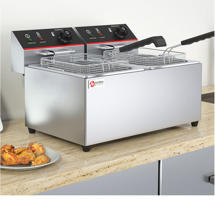 8L ダブルタンク 電気ポテトチップのフライティングのためのカウンタートップディープフライヤー