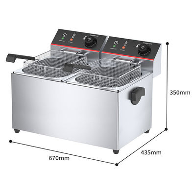 670*435*350mm 食品ショップ用電動深揚げ機 ダブルタンク 11L*2 産業用台台