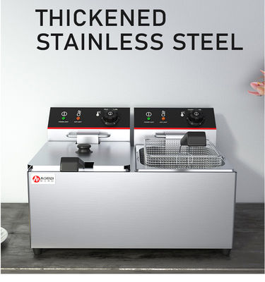670*435*350mm 食品ショップ用電動深揚げ機 ダブルタンク 11L*2 産業用台台