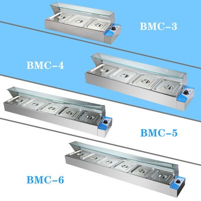 2KWステンレスシール 商用6 Pan Bain Marie ガラスカバー