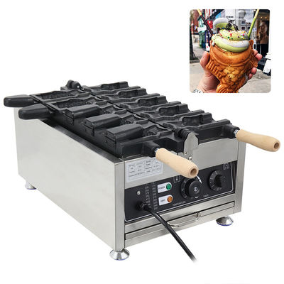 220v 電動 5pcs オープン・マウス・フィッシュ・フォーム・ワッフルメーカー タイヤキマシン 375*700*290