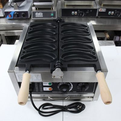 他のスナックマシン 商業用 バナナ形電気ワッフルウェーファーメーカー 370*365*260mm